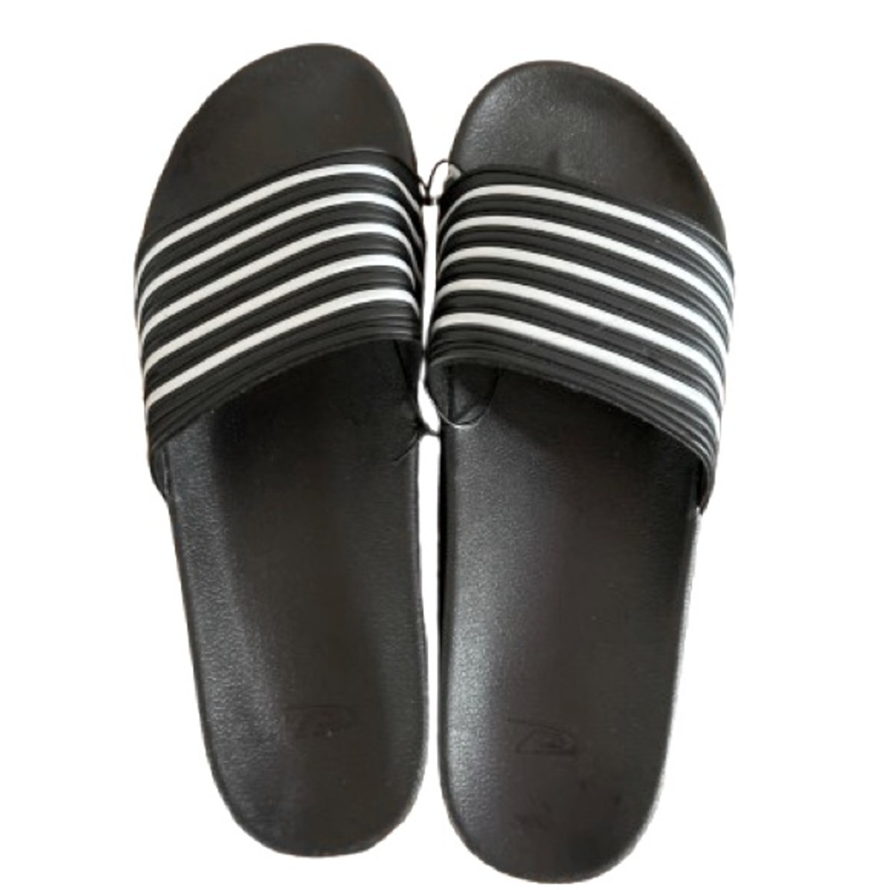 Men’s Black & White Stripe Slides | Size 10–11 Narrow | New!